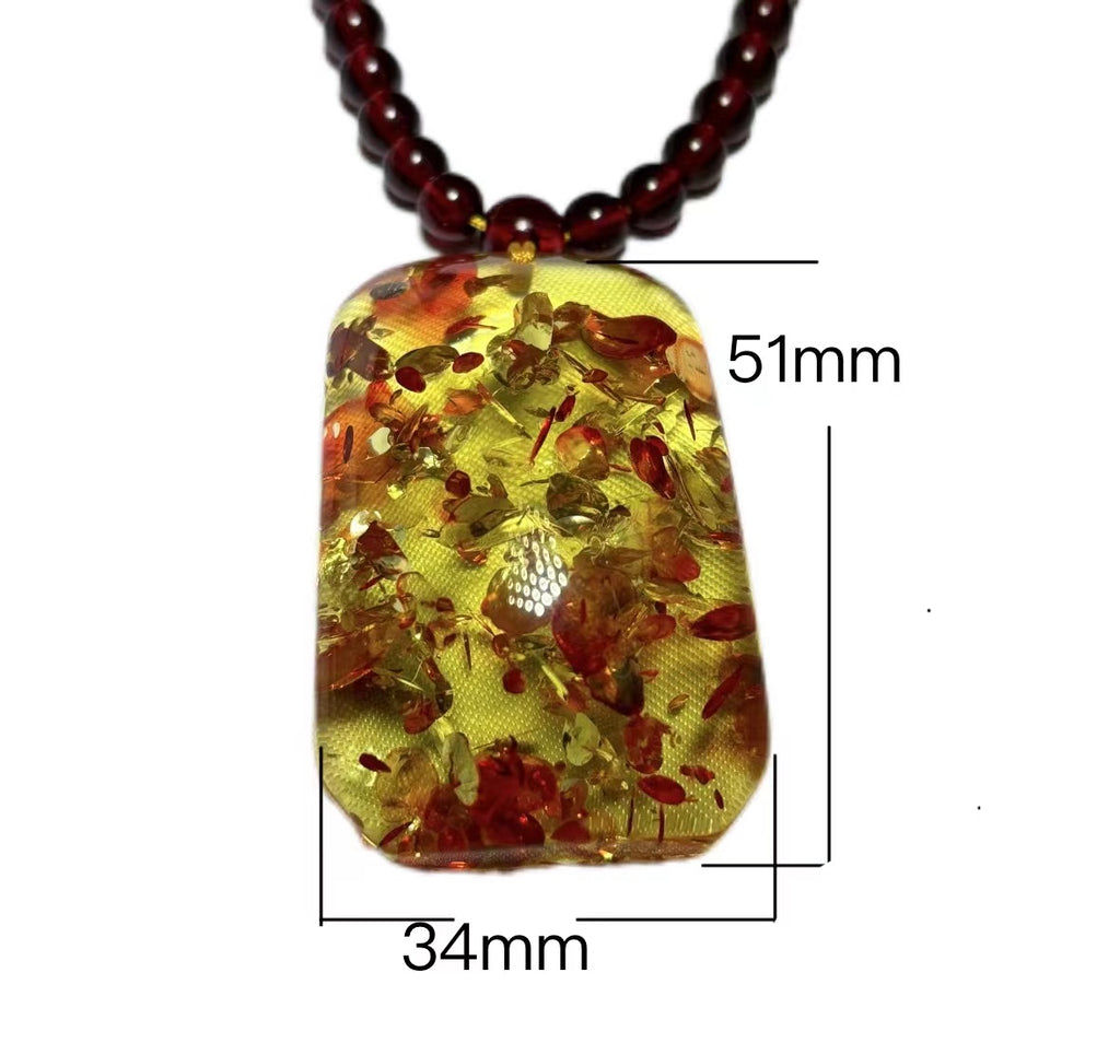 Elegant Flower Amber Pendant Necklace - Handcrafted Natural Amber Jewelry