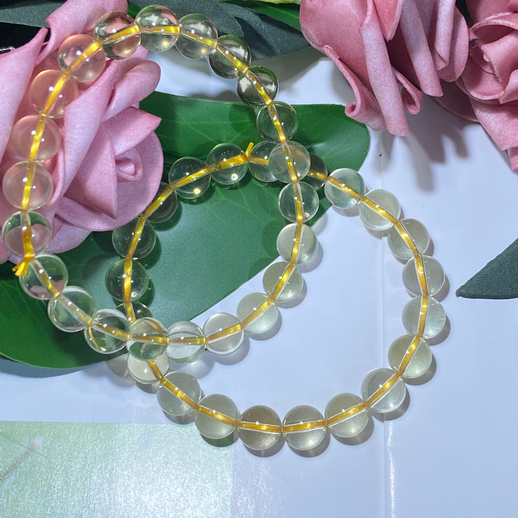 Lemon Citrine Natural Stretch Bracelet 9-10mm  Round Beads Chakras Jewelry Women Men Girl Birthday Gift