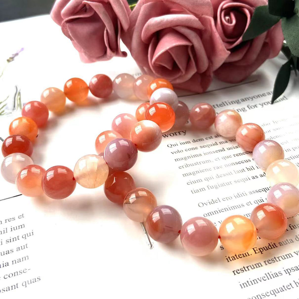 Natural YanYuan Agate Bracelet, 12mm+ Bracelet, Rare YanYuan Agate, Summer Bracelet, Agate Crystal Jewelry, Colorful Crystal