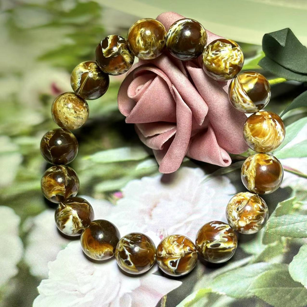 Unique Amber and Beewax Bracelet - Organic Jewelry for a Natural Bohemian Look,Nice gift for Women