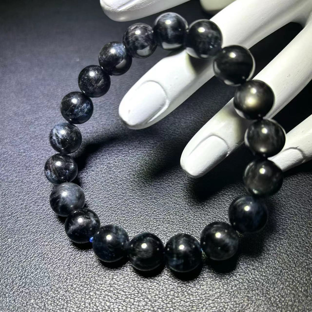 High Quality Devil Aquamarine 10 mm Bracelet, Rare Natural Genuine Black Star Round Beaded Bracelet,Gift for Her or Him, Jewelry Gift