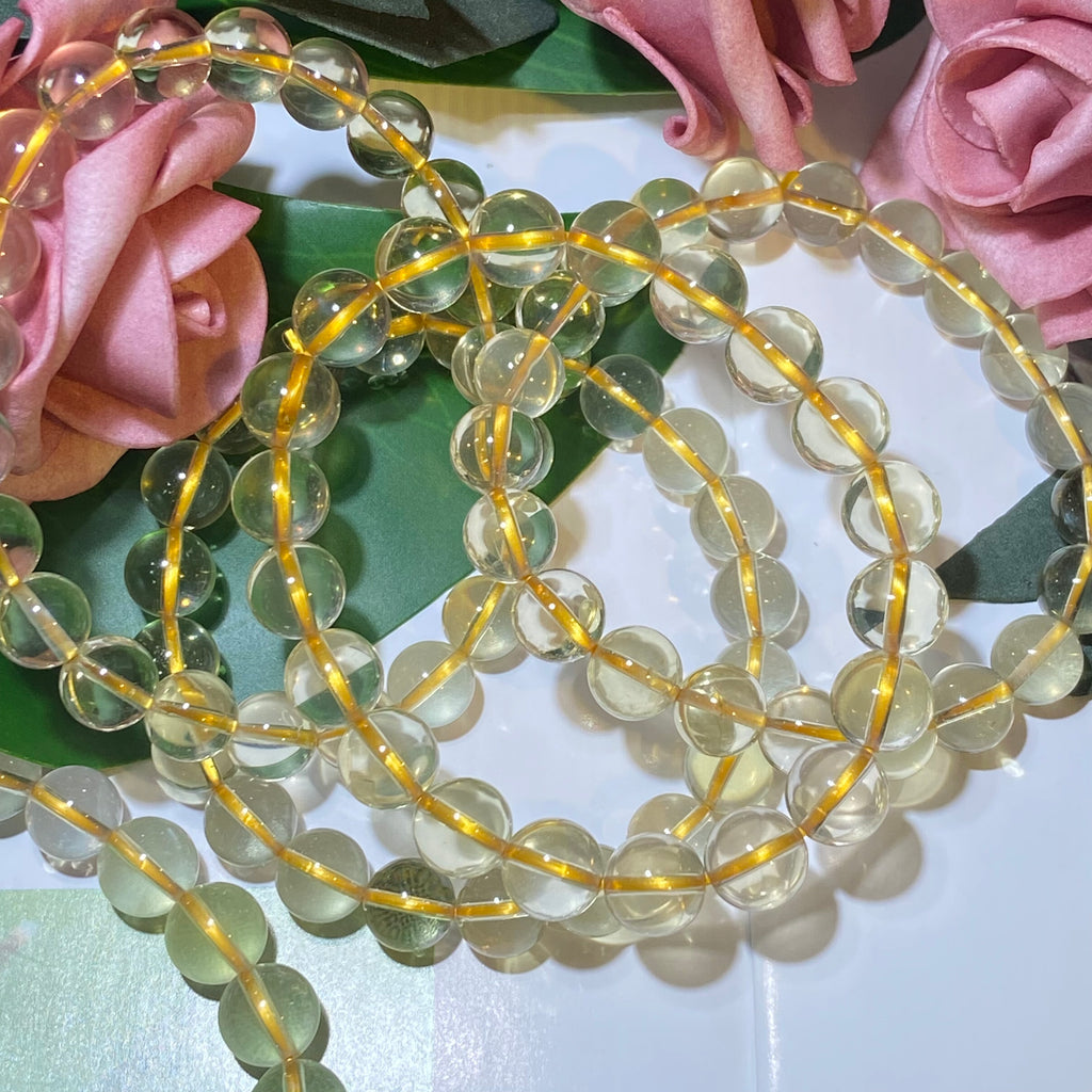 Lemon Citrine Natural Stretch Bracelet 9-10mm  Round Beads Chakras Jewelry Women Men Girl Birthday Gift