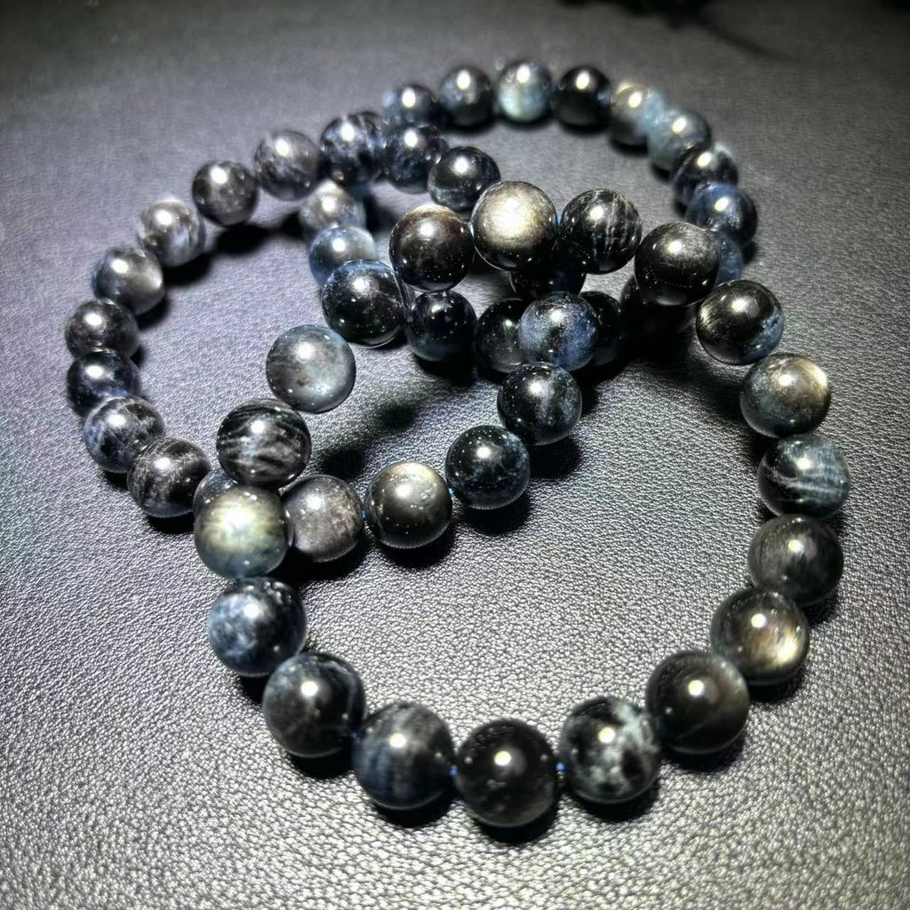 High Quality Devil Aquamarine 10 mm Bracelet, Rare Natural Genuine Black Star Round Beaded Bracelet,Gift for Her or Him, Jewelry Gift