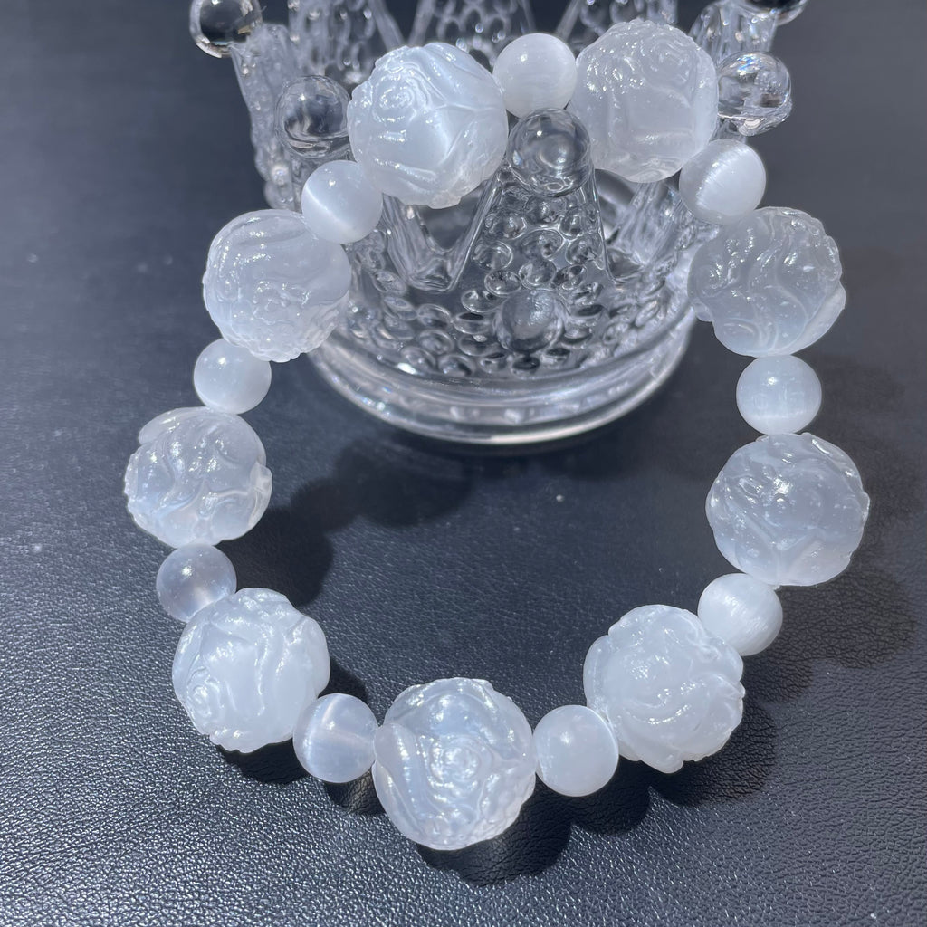 High-Quality Selenite Bracelet, Natural Gemstone Bracelet,  Crystal Bracelets, Stretchy Bracelets, 8mm 10mm