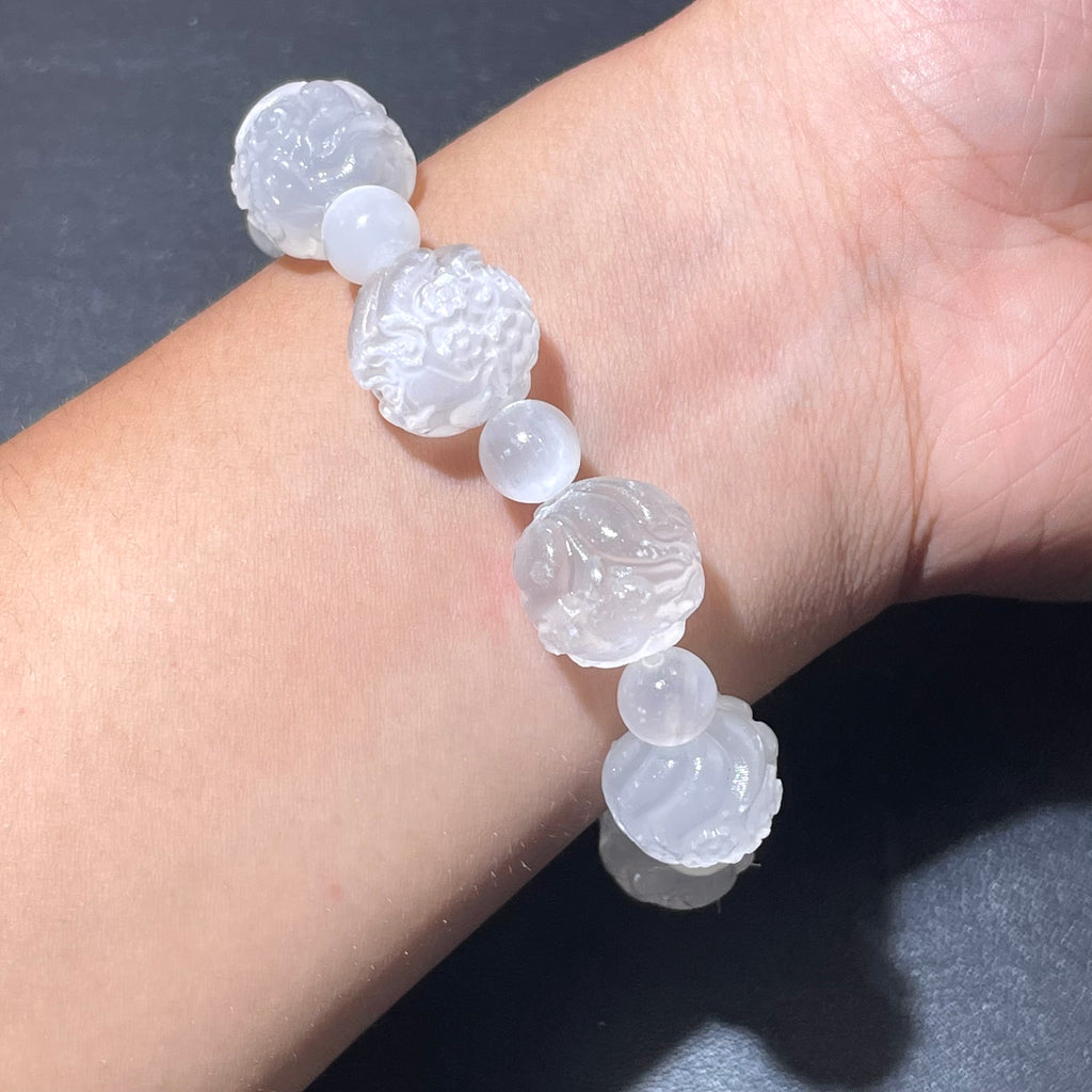 High-Quality Selenite Bracelet, Natural Gemstone Bracelet,  Crystal Bracelets, Stretchy Bracelets, 8mm 10mm