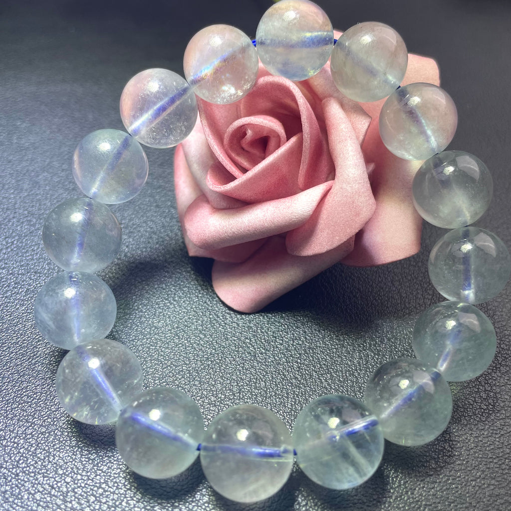 Natural Aquamarine Bracelet Crystal Round Beads for unisex