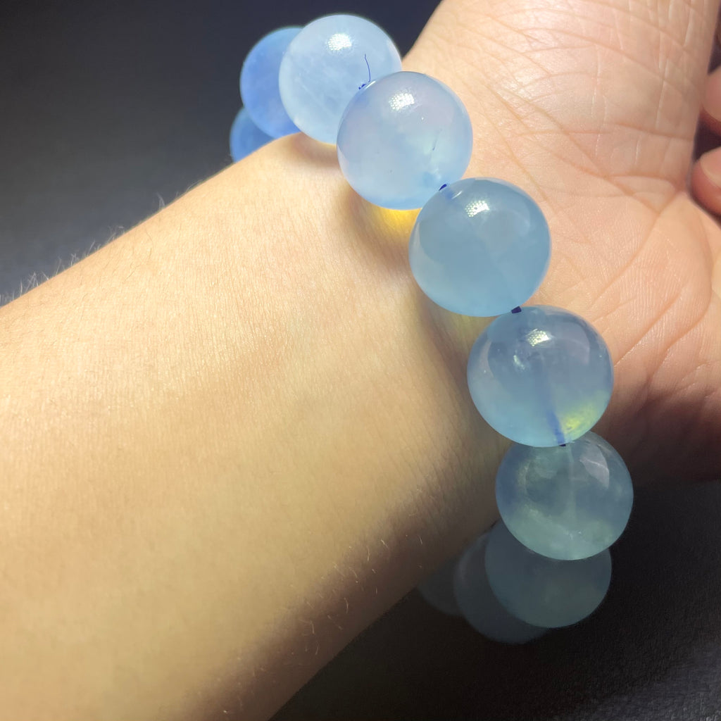 Natural Aquamarine Bracelet Crystal Round Beads for unisex