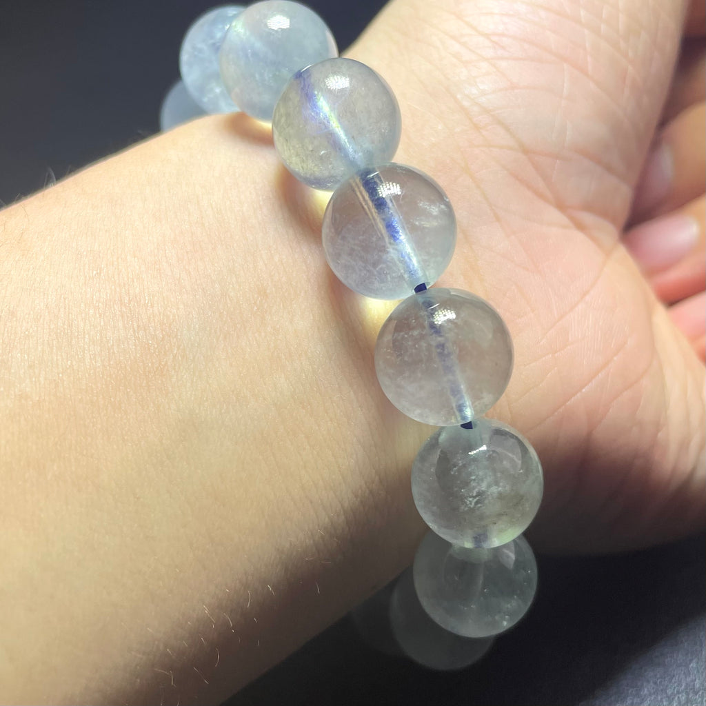 Natural Aquamarine Bracelet Crystal Round Beads for unisex