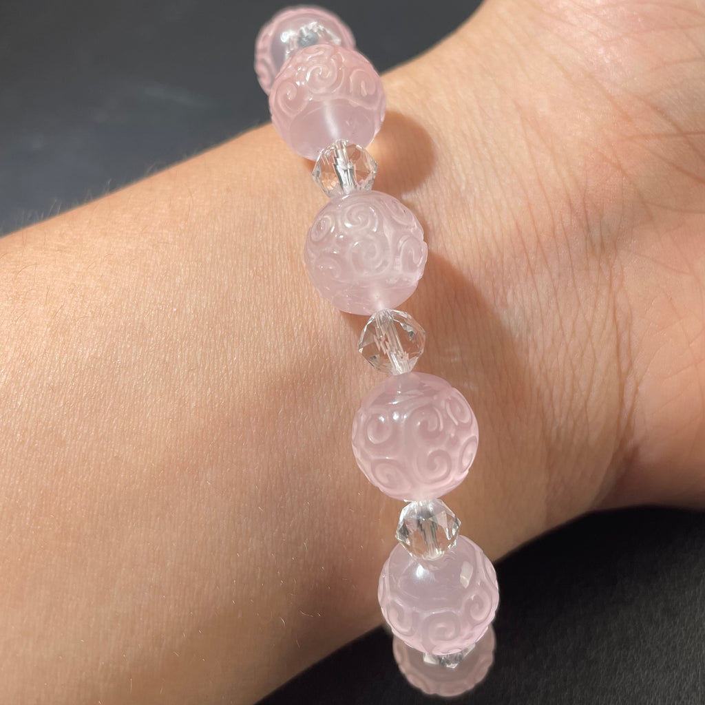 rose quartz  lucky clouds beads bracelet