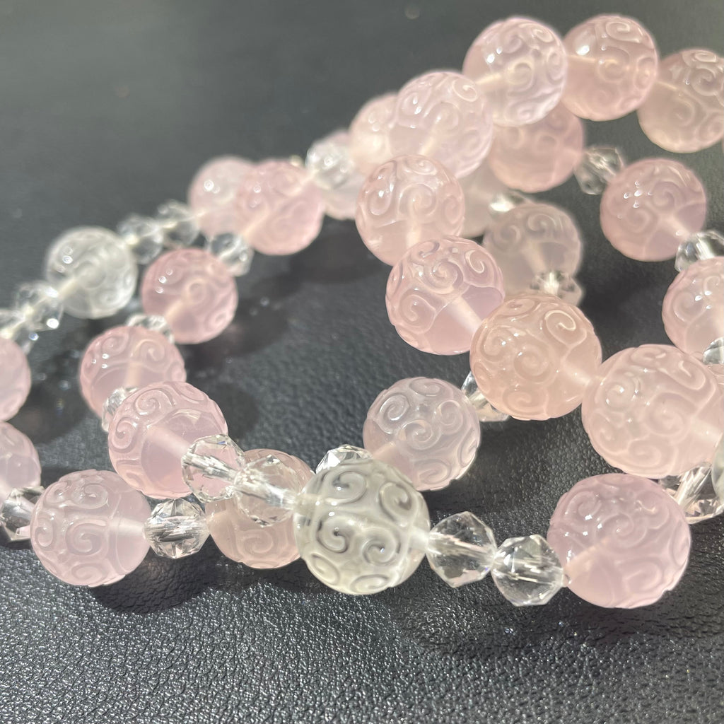 rose quartz  lucky clouds beads bracelet