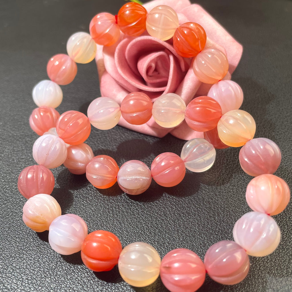Yanyuan Agate bracelet. Pumpkins Beads Gemstone bracelet.
