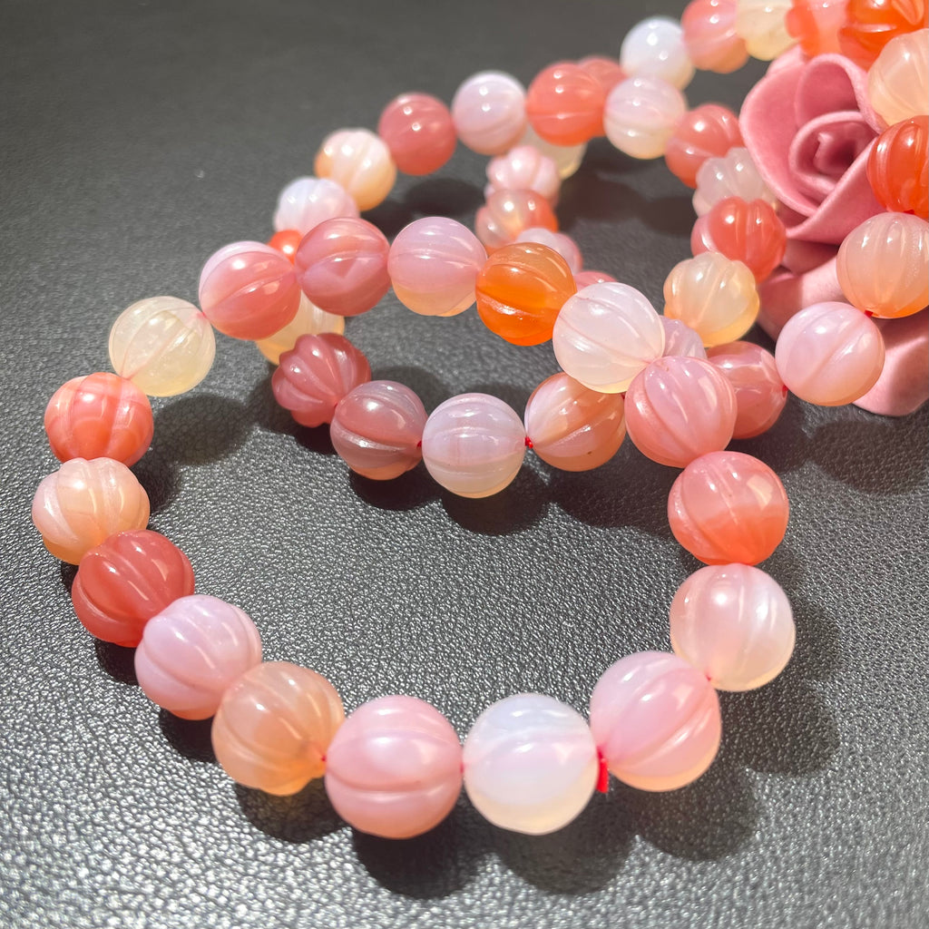 Yanyuan Agate bracelet. Pumpkins Beads Gemstone bracelet.